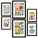 Set Di 6 Stampe Stampa Fiori Nella Collezione Stampe Stile Etnico Cornici Decorative Per La Tua Casa Stampa Artistica Da Parete A3 & A4 Cornice Nera - Foto miniatura 1