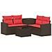 Set di divani 6 pz Marrone e Rosso Rattan sintetico e Acciaio - Foto miniatura 1
