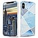 Custodia Compatibile Con Apple Iphone X / Xs In Marmo Grigio Bianco Blu No. 2 - Coperchio Protettivo In Silicone Tpu Con Motivo A Mosaico - Foto miniatura 1