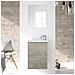 Mobile Sottolavabo Peoria, Mobiletto Per Bagno Sospeso, Armadio A 1 Anta Con Specchio E Lavabo, 40x22h58 Cm, Rovere - Foto miniatura 3