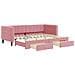 Divano Letto Estraibile Con Cassetti Rosa 80x200 Cm Velluto - Foto miniatura 2