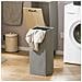 Mobile Bagno Portabiancheria Pieghevole Mobiletto Grigio E Naturale 31.5x30x86.3cm Bzr132-ng - Foto miniatura 3