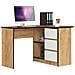 Scrivania ad angolo B16 destro, 3 cassetti, 124x85x77 cm, Colore Quarcia Craft e Bianco - Foto miniatura 1