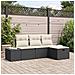 Set di divani da giardino 4 pezzi con cuscini in rattan nero - Foto miniatura 2