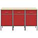 Armadio da lavoro  3 pezzi Rosso e Grigio in legno ingegnerizzato e acciaio - Foto miniatura 7