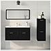 Set di mobili da bagno in 3 pezzi in legno ingegnerizzato rovere nero - Foto miniatura 4