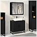 Set di mobili per il bagno 2 pcs Rovere Nero Legno multistrato - Foto miniatura 2