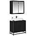 Set di mobili per il bagno 2 pcs Rovere Nero Legno multistrato - Foto miniatura 3