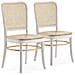 Set Di 2 Sedie Vesta Colore Bienco /rovere, Legno Massello E Rattan Naturale - Foto miniatura 1