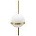 Applique Glamy Circle In Ferro Dorato Con Sfera In Vetro Bianco E Fascia Oro - Foto miniatura 1