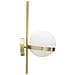 Applique Glamy Circle In Ferro Dorato Con Sfera In Vetro Bianco E Fascia Oro - Foto miniatura 3