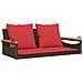 Panchina Dondolo con Cuscini Marrone 109x62x40 cm in Polyrattan - Foto miniatura 1