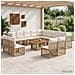 Set Divano da Giardino 14 pz Naturale e Bianco Crema polyrattan - Foto miniatura 10