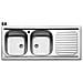 LAVELLO CUCINA INCASSO ACCIAIO INOX DUE VASCHE Sinistra SX 116 cm - Foto miniatura 1