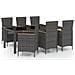 Set Da Giardino 7 Pz Con Cuscini In Polyrattan Nero E Grigio - Foto miniatura 2