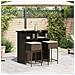 Set Bar Da Giardino 3 Pz Con Cuscini In Polyrattan Marrone - Foto miniatura 2