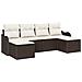 Set di divano da giardino 6 pezzi con cuscini marrone in poly rattan, Divano da giardino 2 posti con cuscini marrone in poly rattan - Foto miniatura 1