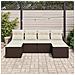 Set di divano da giardino 6 pezzi con cuscini marrone in poly rattan, Divano da giardino 2 posti con cuscini marrone in poly rattan - Foto miniatura 3