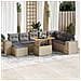 Set Divano da Giardino 9 pz con Cuscini Beige Polyrattan Acacia - Foto miniatura 2