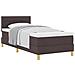 Letto con Rete e Materasso Marrone Scuro 100x200 cm Tessuto - Foto miniatura 1