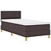 Letto con Rete e Materasso Marrone Scuro 100x200 cm Tessuto - Foto miniatura 3