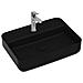Lavabo Rettangolare Da Appoggio Senza Troppo Pieno In Ceramica Con Foro Rubinetto - Nero Opaco - Foto miniatura 1