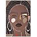 Dipinto Su Tela Tribal B Ritratto Di Donna Africana Di Fronte Su Fondo Tortora 80x100 Cm - Foto miniatura 2