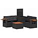 Set di divani 6 pz Nero Rattan sintetico e Acciaio - Foto miniatura 10