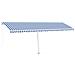 Tenda da Sole Retrattile Manuale con LED 600x350 cm Blu Bianco - Foto miniatura 1