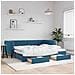 Divano Letto Estraibile Con Cassetti Blu 90x200 Cm In Velluto - Foto miniatura 1