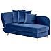 Chaise Longue Versione Sinistra Meri Velluto Blu Marino Con Contenitore - Foto miniatura 3