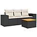 Set Divani da Giardino 4 pz con Cuscini Nero in Polyrattan - Foto miniatura 1