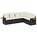 Set Divano Da Giardino 6 Pz Con Cuscini Nero In Polyrattan - Foto miniatura 2