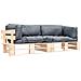Lusso Casadino -  Set Divani Giardino Pallet 2pz Con Cuscini Grigi Legno Di Pino - Foto miniatura 2