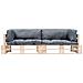 Lusso Casadino -  Set Divani Giardino Pallet 2pz Con Cuscini Grigi Legno Di Pino - Foto miniatura 1