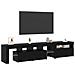 Mobile TV  2 pcs con luci LED rovere nero legno ingegnerizzato, Mobile TV in rovere nero  con luci LED, 60x35x40 cm, fatto in legno ingegnerizzato - Foto miniatura 3