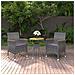 Set da Pranzo per Giardino 3 pz in Polyrattan Grigio - Foto miniatura 2