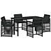 Set da Pranzo per Giardino 5 pcs Nero polyrattan - Foto miniatura 1