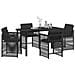 Set da Pranzo per Giardino 5 pcs Nero polyrattan - Foto miniatura 3