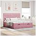 Struttura Letto Pouf con Materassi Rosa 160x200 cm Velluto - Foto miniatura 4
