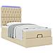 Struttura Letto Pouf con Materasso Crema 90x190 cm in Tessuto - Foto miniatura 6