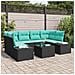 Set Divano da Giardino 7 pz Nero polyrattan - Foto miniatura 6