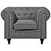 Poltrona Vintage In Tessuto Grigio Chiaro Chesterfield Grande - Foto miniatura 20