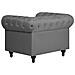 Poltrona Vintage In Tessuto Grigio Chiaro Chesterfield Grande - Foto miniatura 11