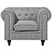 Poltrona Vintage In Tessuto Grigio Chiaro Chesterfield Grande - Foto miniatura 6