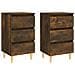 Comodini con Gambe in Legno Massello 2pz Rovere Fumo 40x35x69cm - Foto miniatura 2