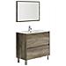 Mobile Sottolavabo Modesto, Mobiletto Sospeso Con 2 Cassetti, Armadio Per Bagno Con Specchio, Lavabo Escluso, 80x45h80 Cm, Quercia - Foto miniatura 2