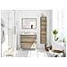 Mobile Sottolavabo Modesto, Mobiletto Sospeso Con 2 Cassetti, Armadio Per Bagno Con Specchio, Lavabo Escluso, 80x45h80 Cm, Quercia - Foto miniatura 3