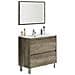 Mobile Sottolavabo Modesto, Mobiletto Sospeso Con 2 Cassetti, Armadio Per Bagno Con Specchio, Lavabo Escluso, 80x45h80 Cm, Quercia - Foto miniatura 4