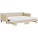 Divano Letto Estraibile Con Materassi Crema 90x200 Cm Tessuto - Foto miniatura 1